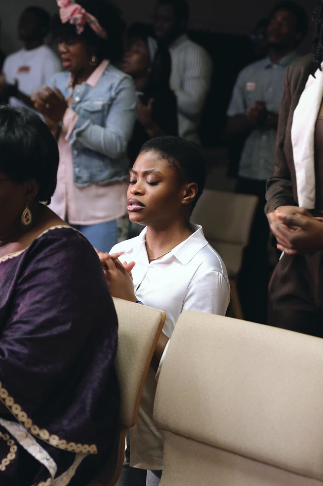 Minister leading a spiritual moment